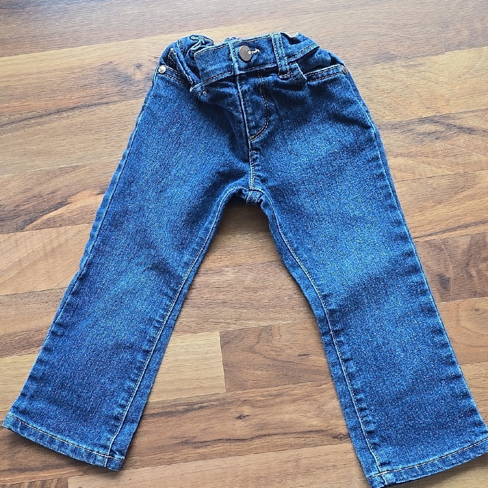The Children's Place Blue Denim Boot Cut Jeans, with adjustable waist , 3T EUC